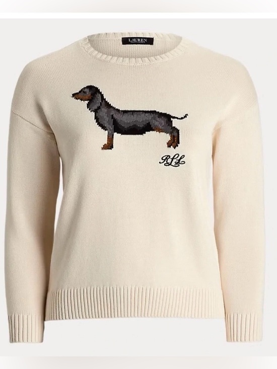Ralph Lauren Sweaters - Ralph Lauren Cream Crewneck Sweater with Dachshund Intarsia